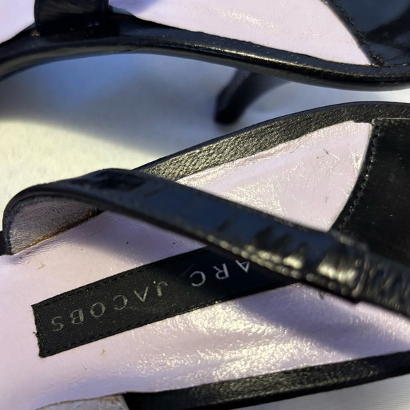 Marc Jacobs Leather Bow Accent Sling Back Sandals Black Women’s Size 7.5 - Picture 7 of 10